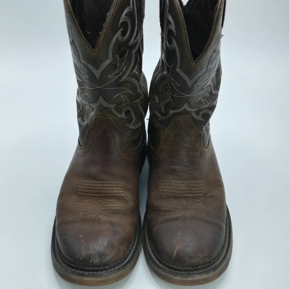 Justin Work Boot Mens Shoes Amarillo Chocolate WK4310 Leather Oil Resistant 10 D